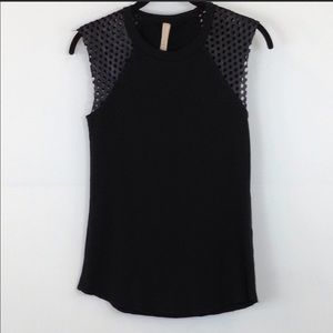 Bailey 44 Black Leather Shoulder Top - Small